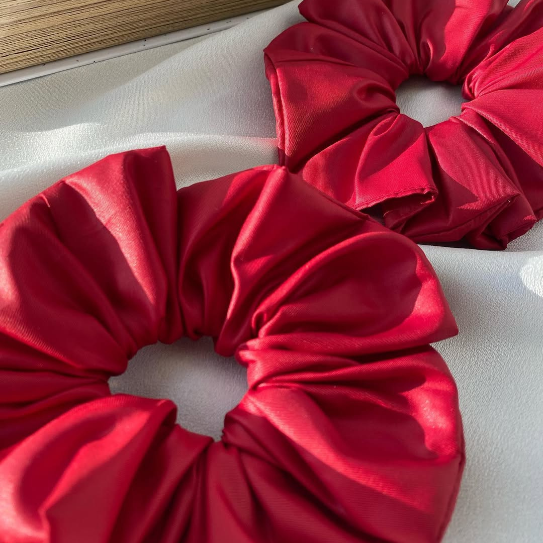 Red Silk Scrunchie - 2 pack